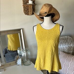 Anthropologie Yellow Textured Tank Top